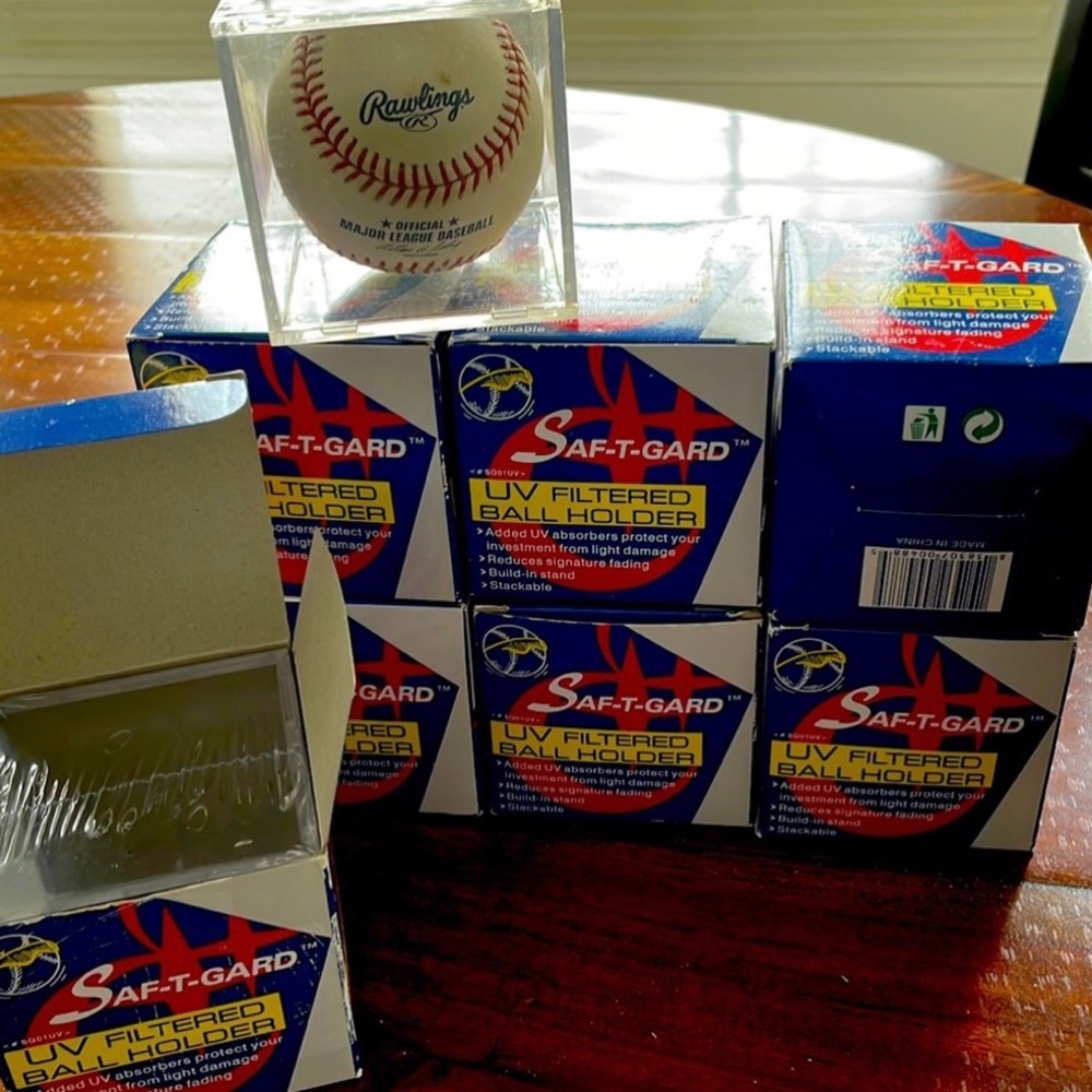 10 SAF-T-GARD BASEBALL HOLDERS (10 boxes in order)